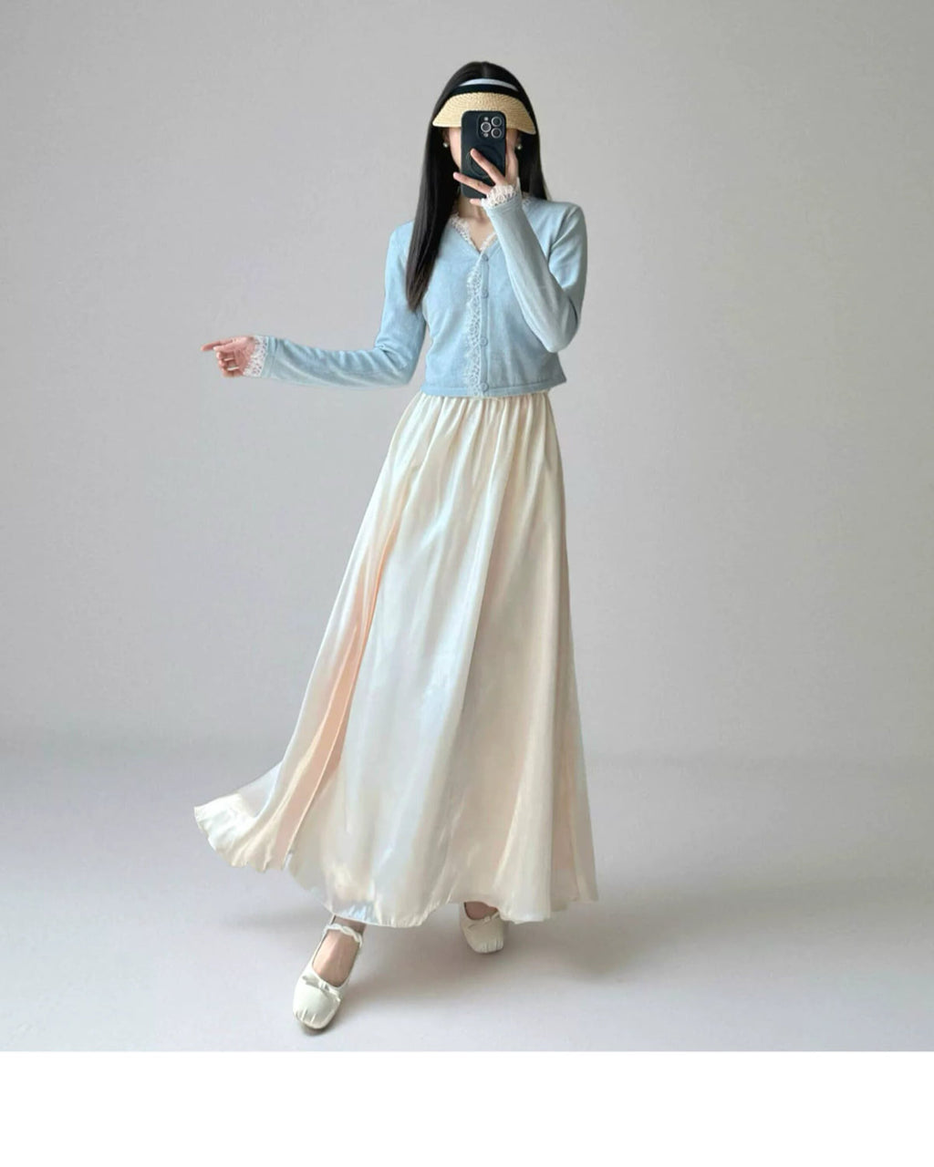 光沢ロングスカート