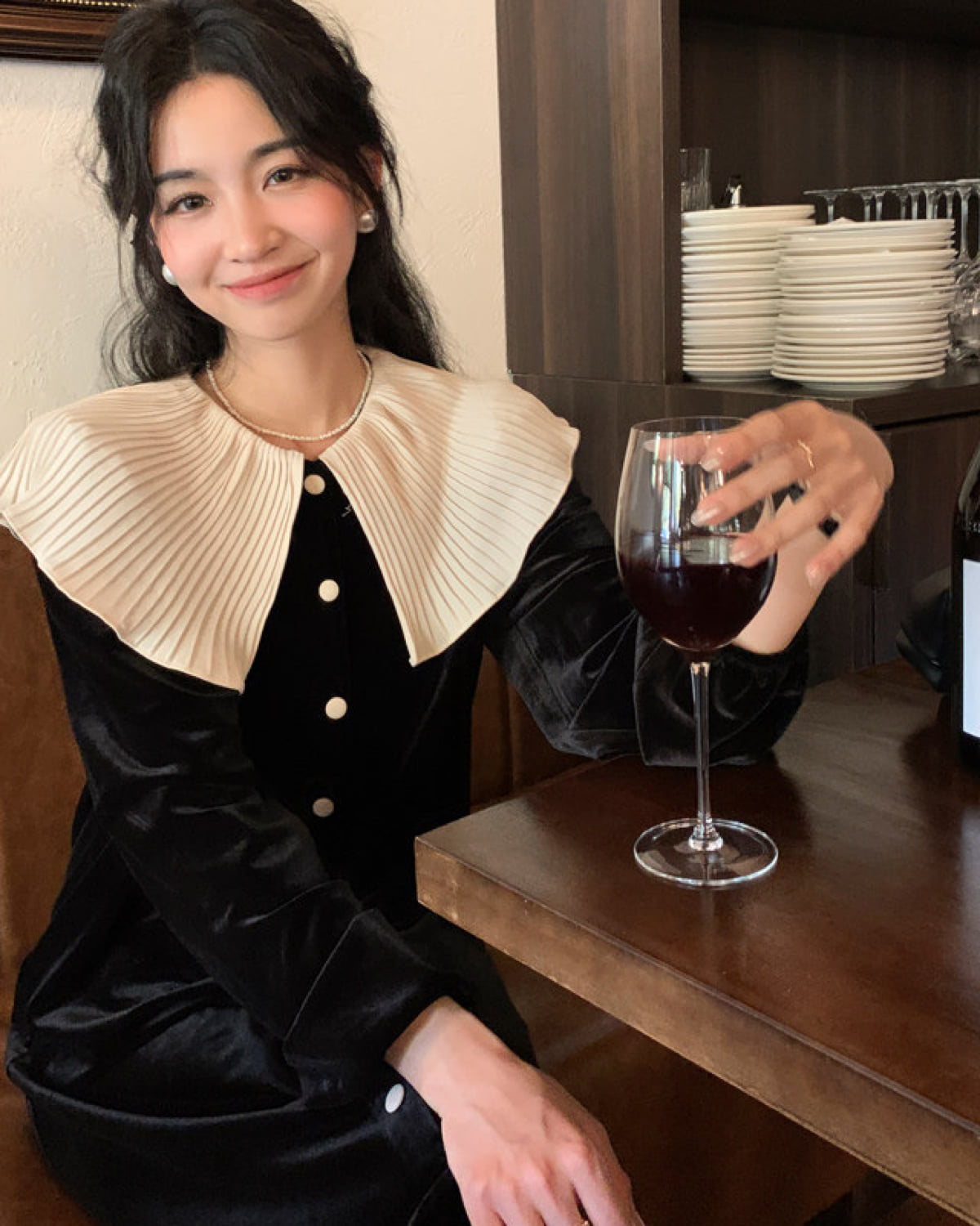 プリーツ襟ワンピース
