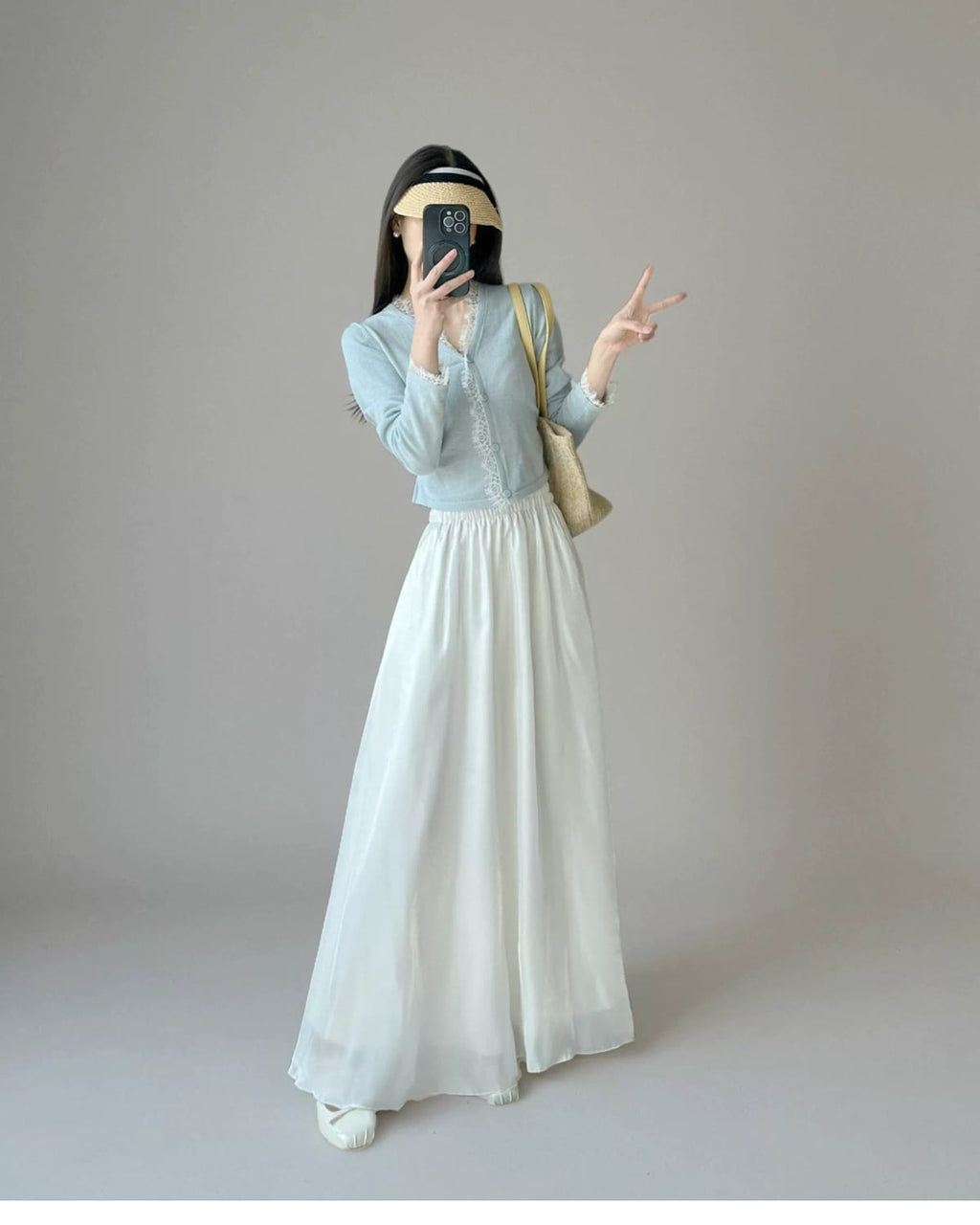 光沢ロングスカート