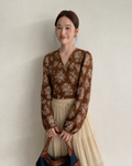 キャラメル 花柄ブラウス