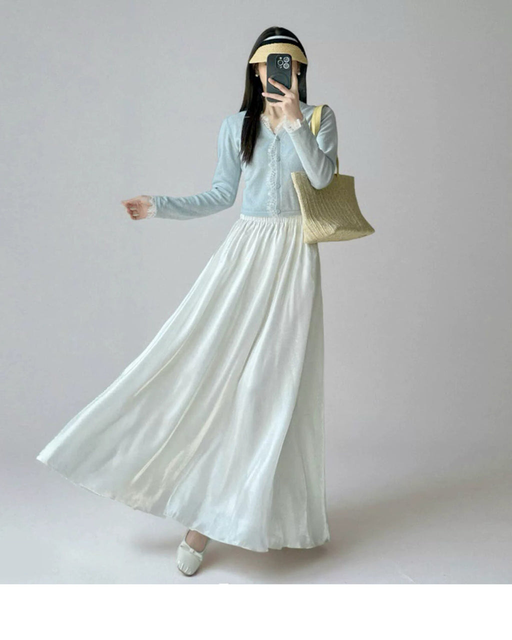 光沢ロングスカート