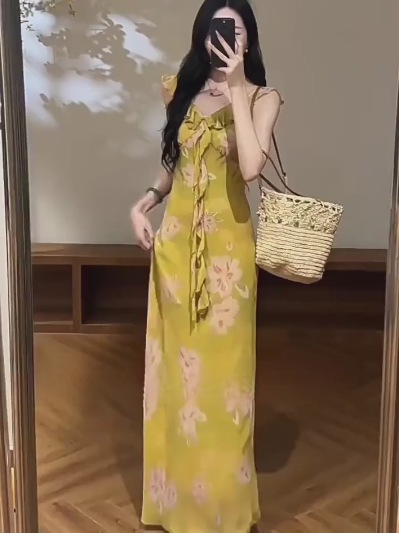 花柄フリルワンピース 着用動画